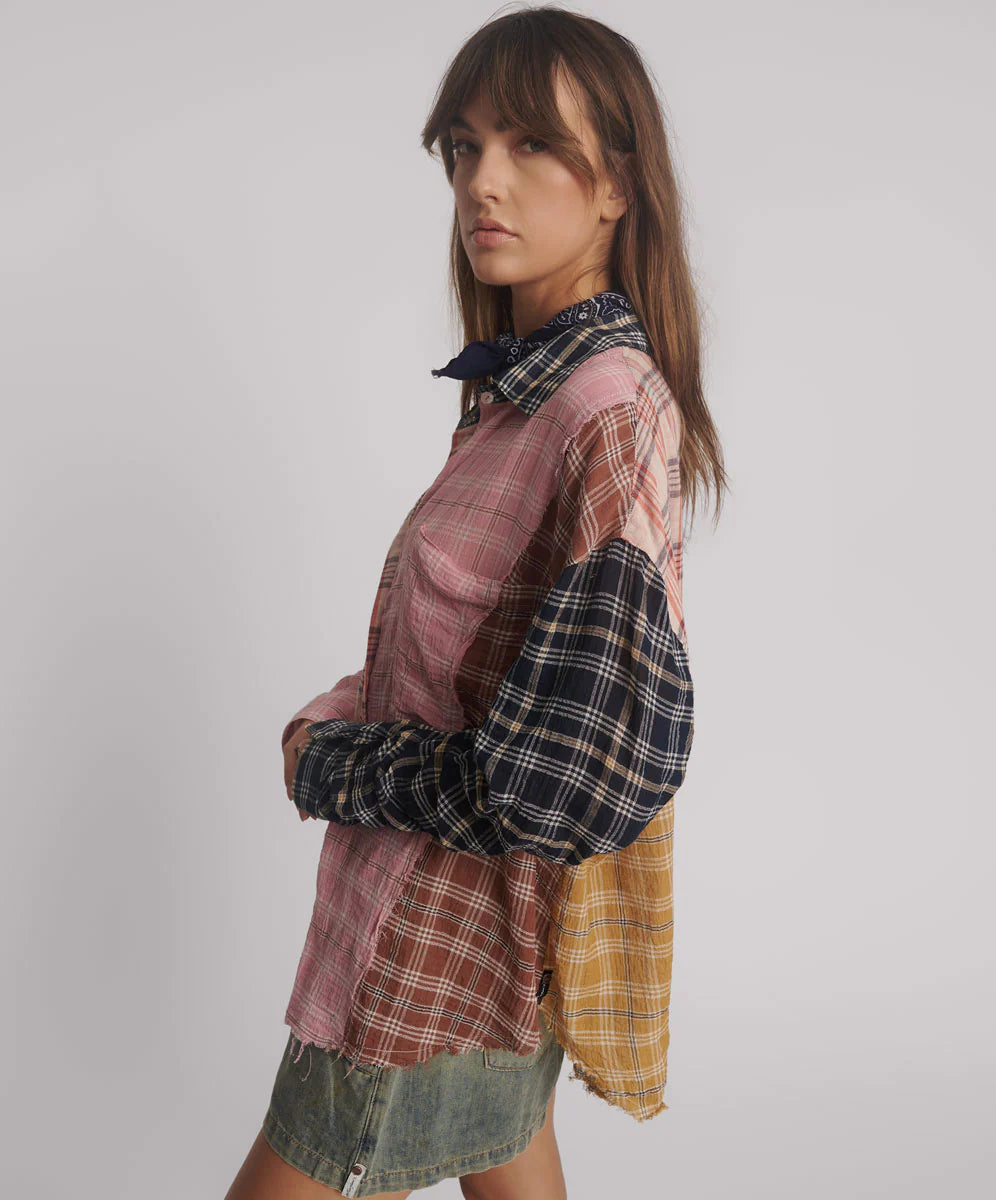 Panelled Flannel Oversized Shirt