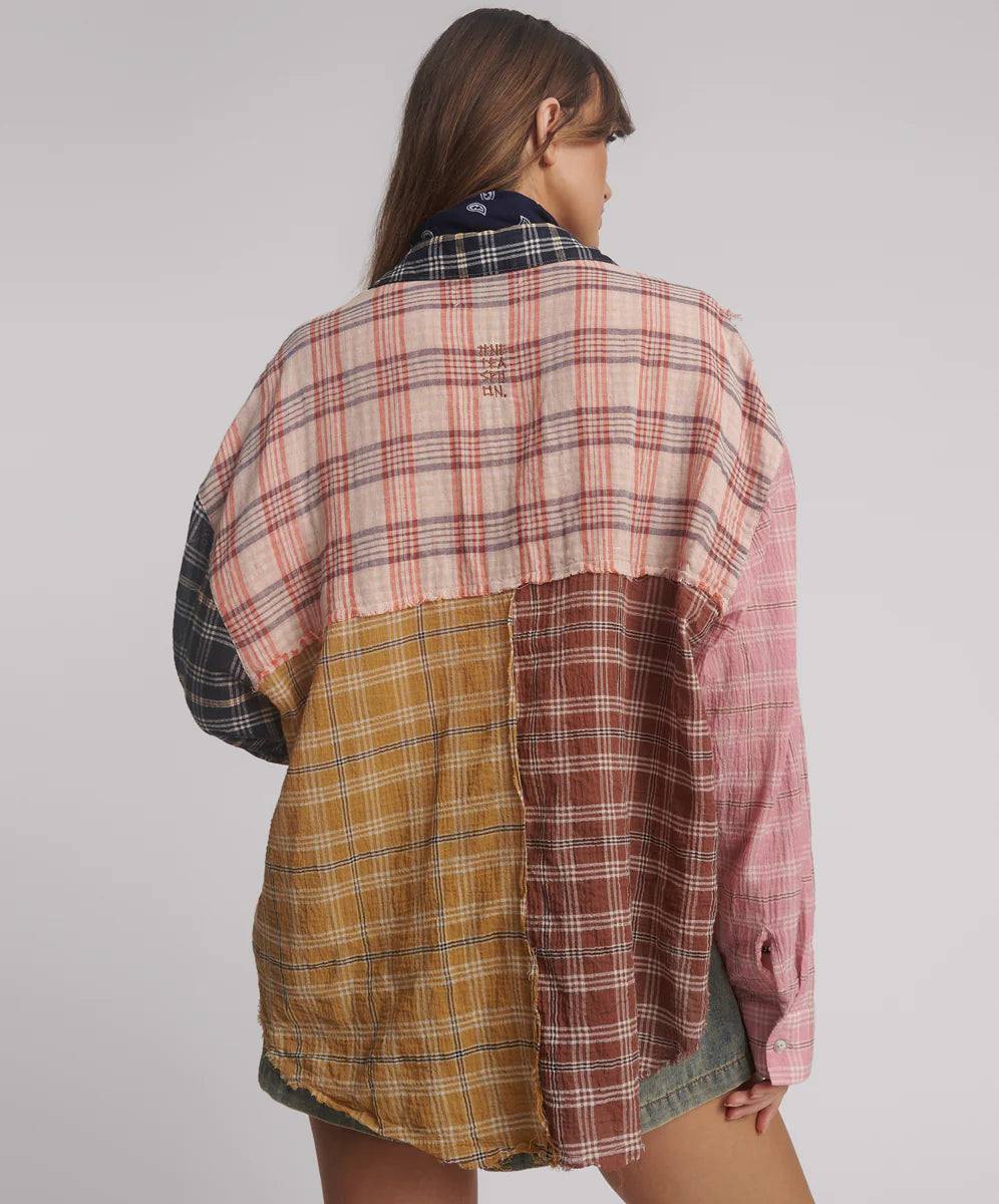 Panelled Flannel Oversized Shirt