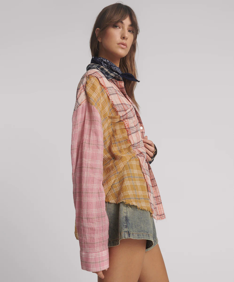 Panelled Flannel Oversized Shirt