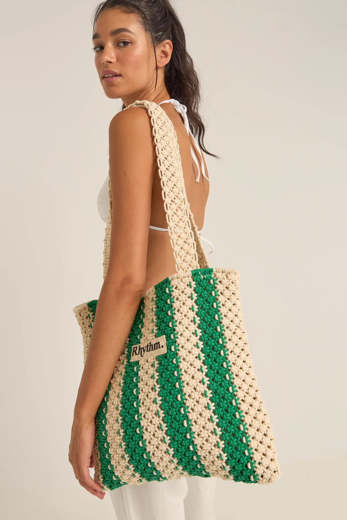 Dinero Stripe Crochet Tote Bag