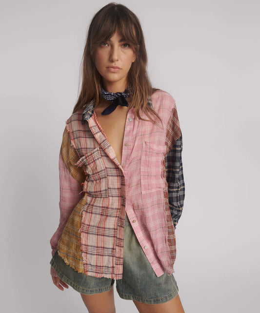 Panelled Flannel Oversized Shirt