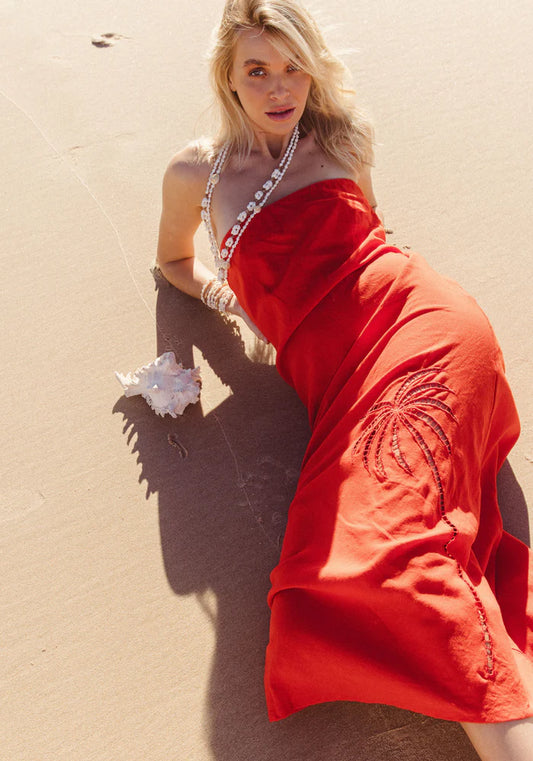 Palm Strapless Maxi Dress